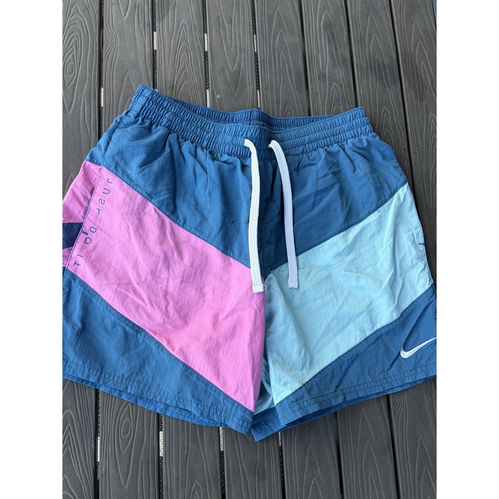 NIKE Vortex Mens 5'' Volley/Swim Blue and Pink Shorts, Size M